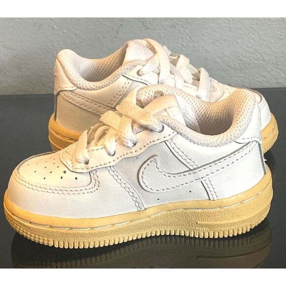 Nike Air Force 1 AF1 Low White Kids Toddler Pre-School 314194-117 Size 4C - Picture 8 of 9